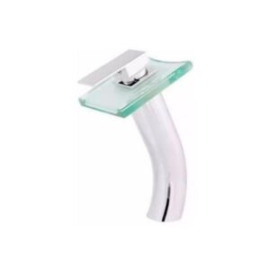 Torneira Monocomando para Lavatório Alta Vidro Quadrado Maçaneta