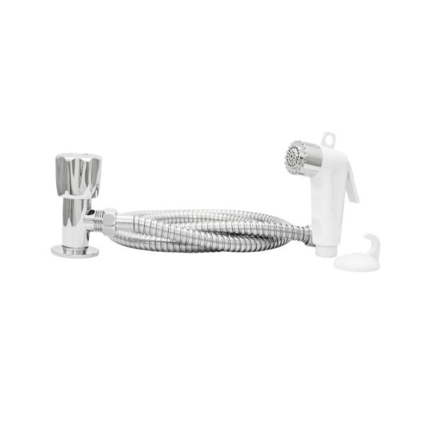 Ducha Higiênica Cromada Gatilho Branco ABS